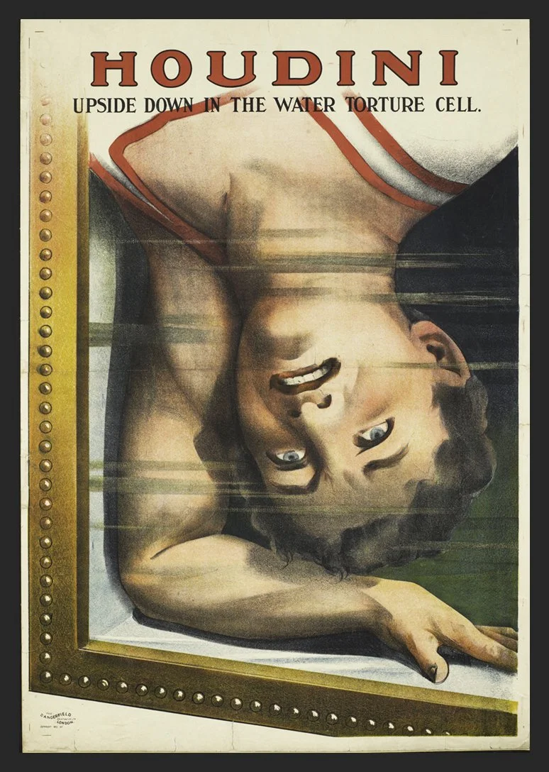 Houdini Water Torture Cell Vintage Magic Poster
