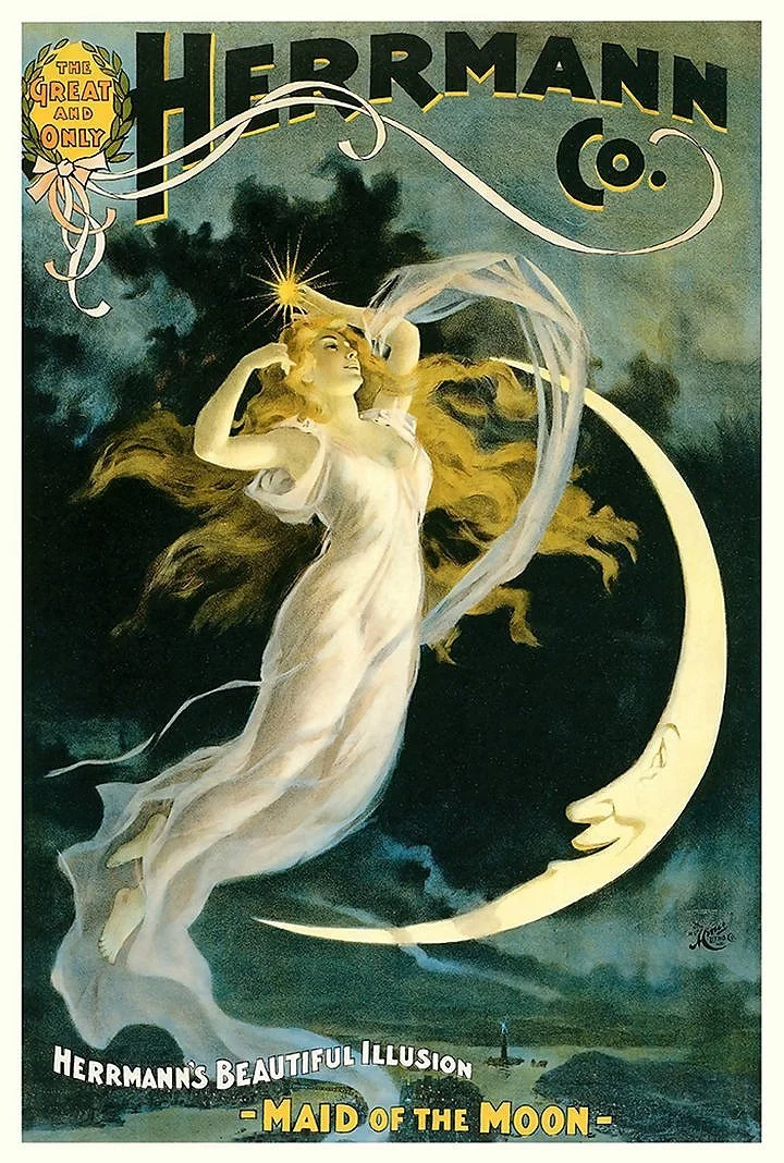 Herrmann the Great  Maid of the Moon Vintage Magic Poster