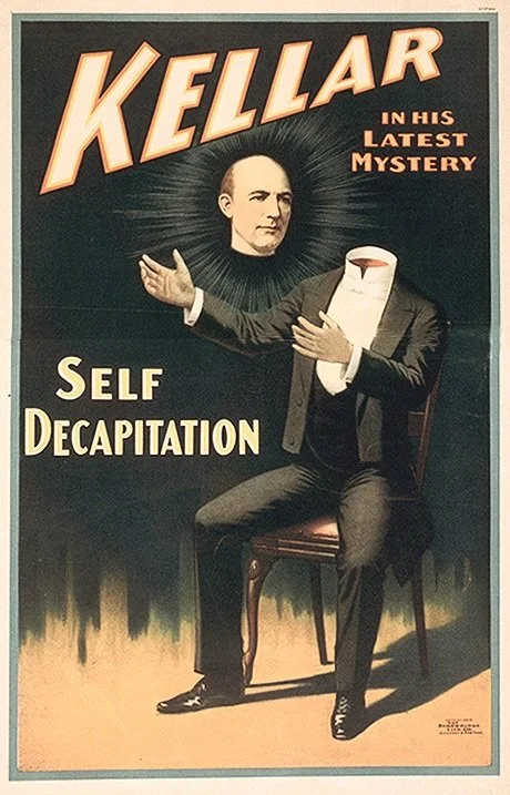 kellar self decapitation vintage magic poster