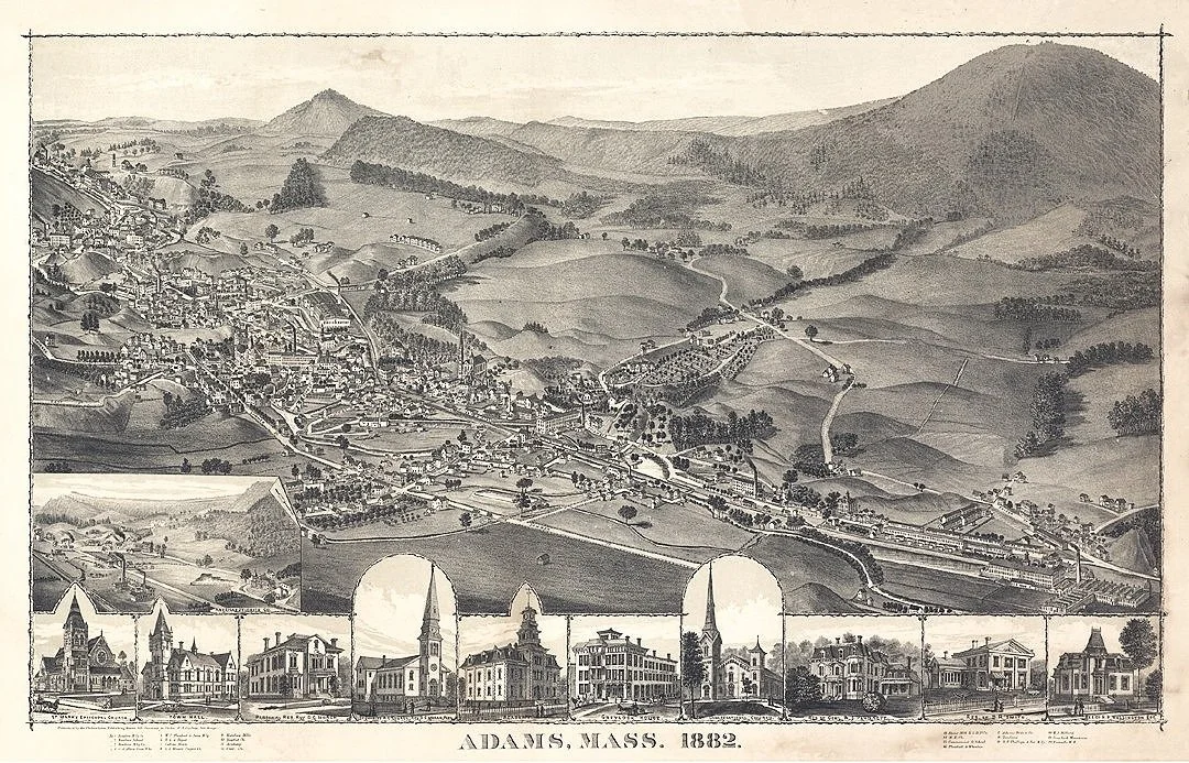 Adams Antique Map Massachusetts 1882