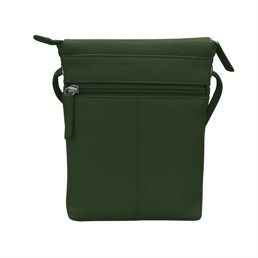 Hunter Green Small Leather Messenger Bag — MUSEUM OUTLETS display picture 1