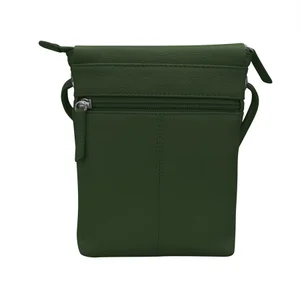 Hunter Green Small Leather Messenger Bag — MUSEUM OUTLETS display picture 3