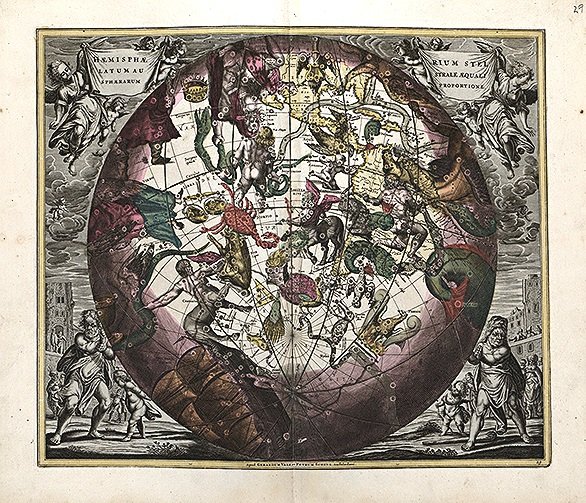1708 Solar System Celestial Antique Map