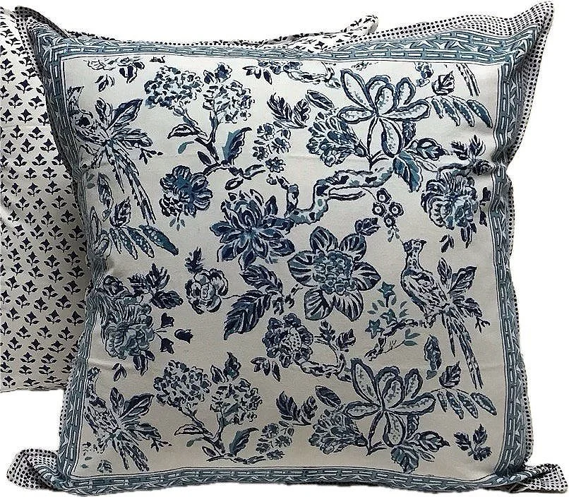 bird of paradise hand block print pillow india