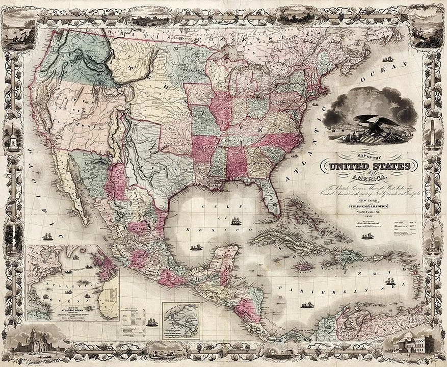 1850 America Antique Map