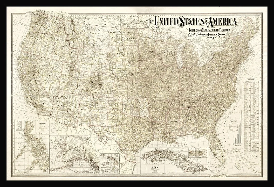 1901 United States Antique Map