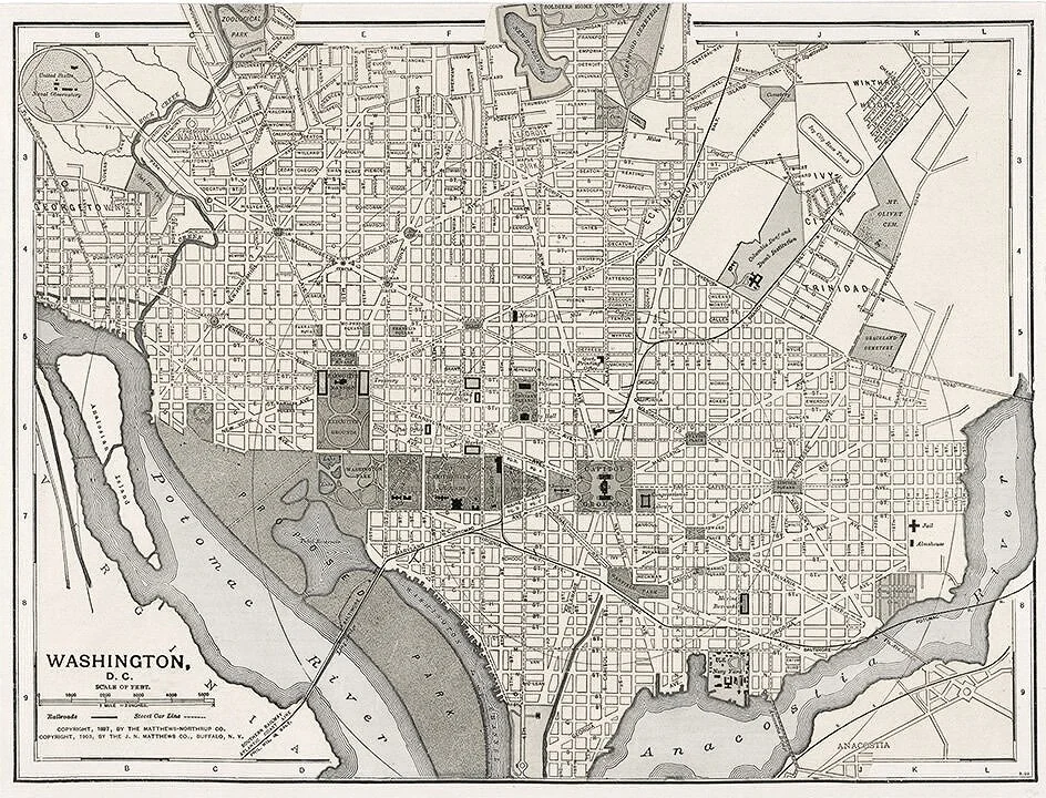 1897 washington dc antique map