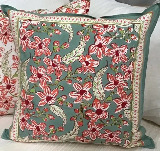 Edit frangipani hand block printed tablecloth, napkins and table runners