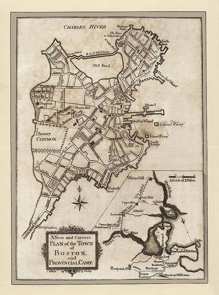 1775 Boston Antique Map