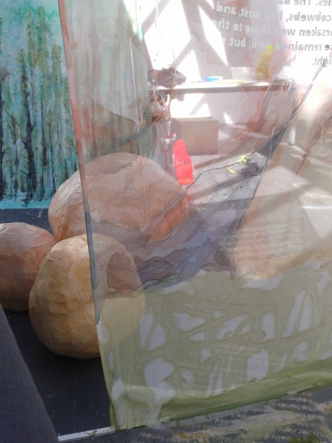 Charcoal Edges, Belly Balls and Sometimes I am also the Spider combined in my MFA Newcastle University studio. 2015