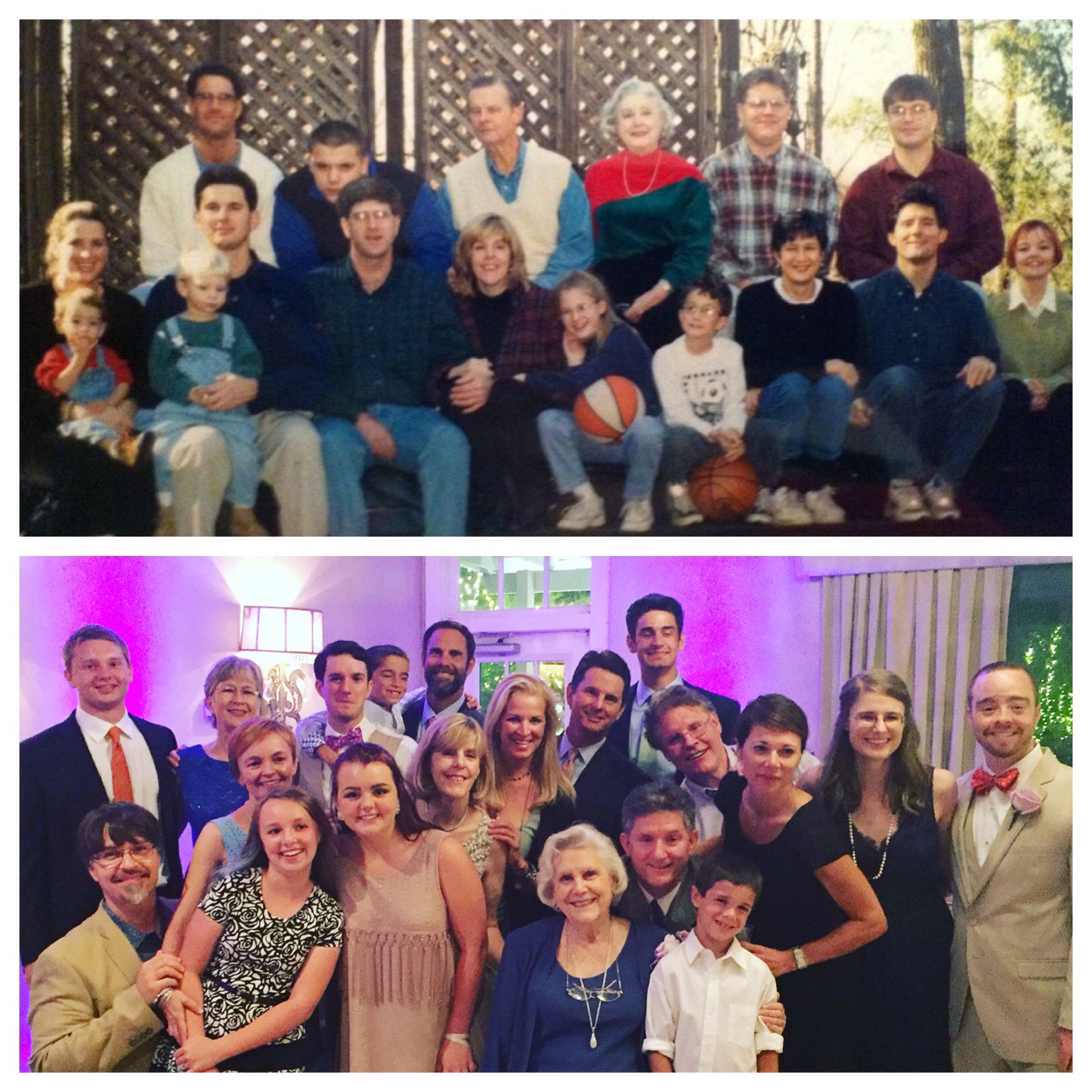 1997 and 2016. Not everyone is pictured in the more recent photo! We've added even more than you see here.