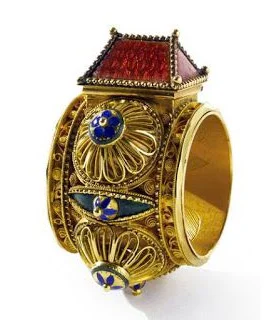 Jewish Marriage Ring, Gold and enamel, 18th century