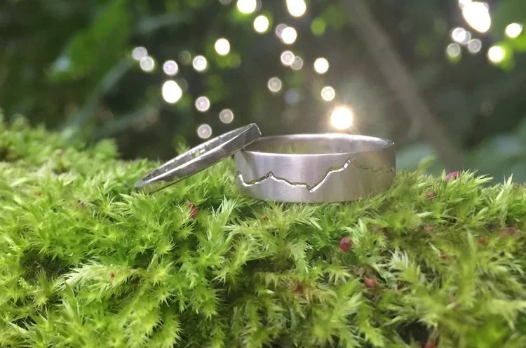 PNW Mountain Range Wedding Rings