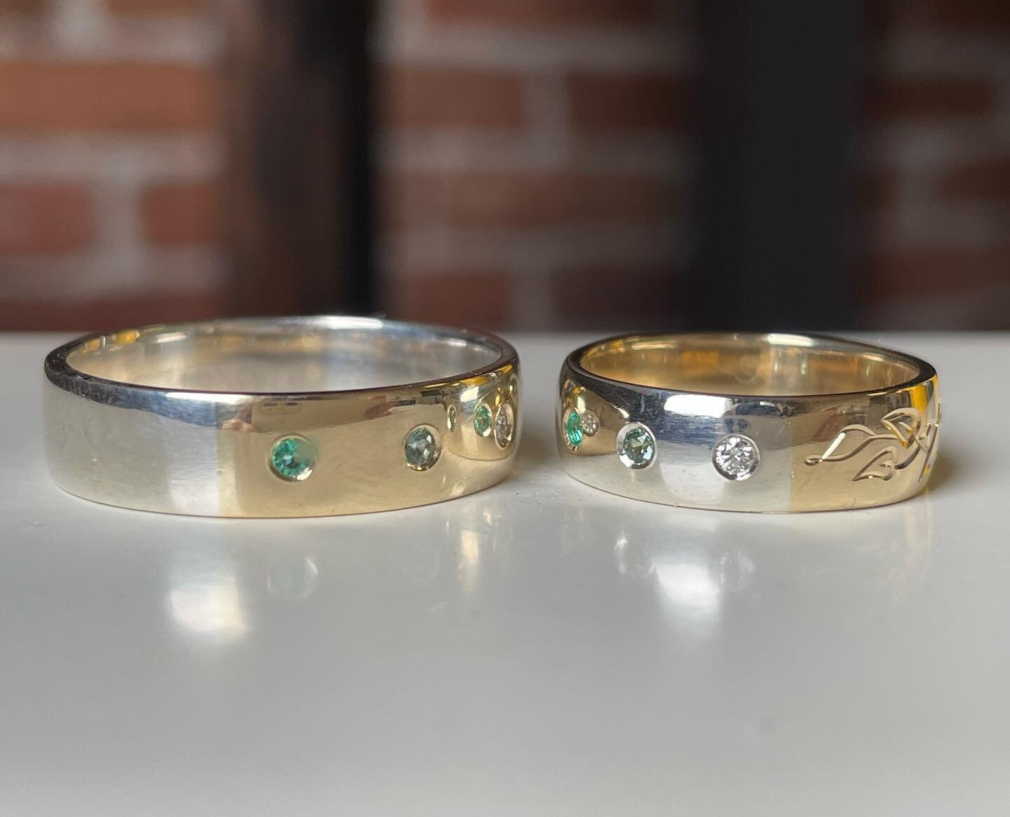 There is personal meaning in every design element of Catherine and Ryan&rsquo;s rings. 🌿 💞I loved working with these two. I&rsquo;ll be thinking of Catherine tomorrow (and every year from now on) since we are birthday sisters! During their workshop