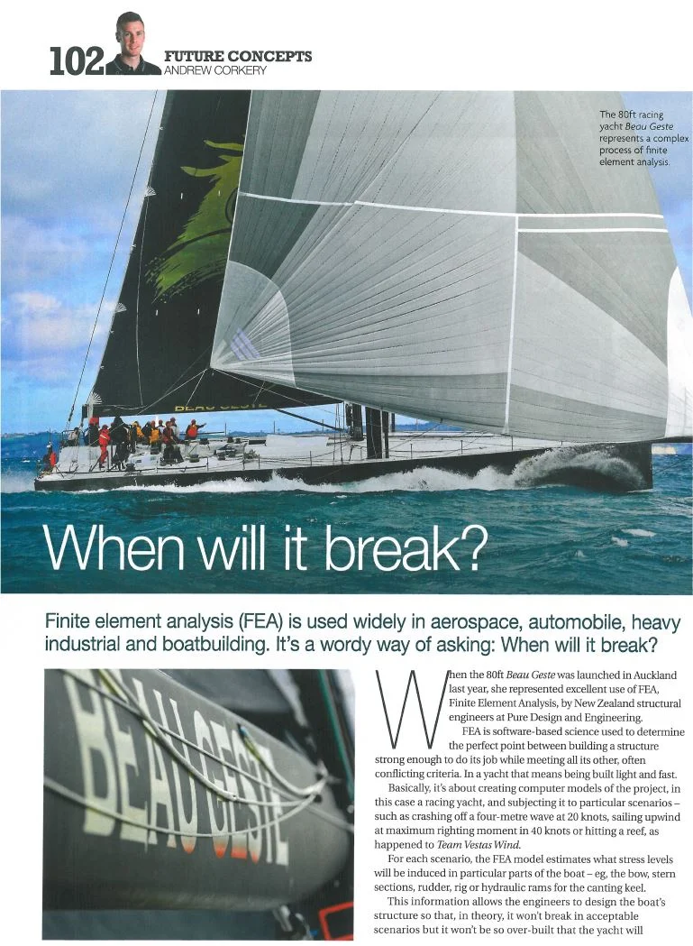 Boating New Zealand August 2015 - FEA Beau Geste