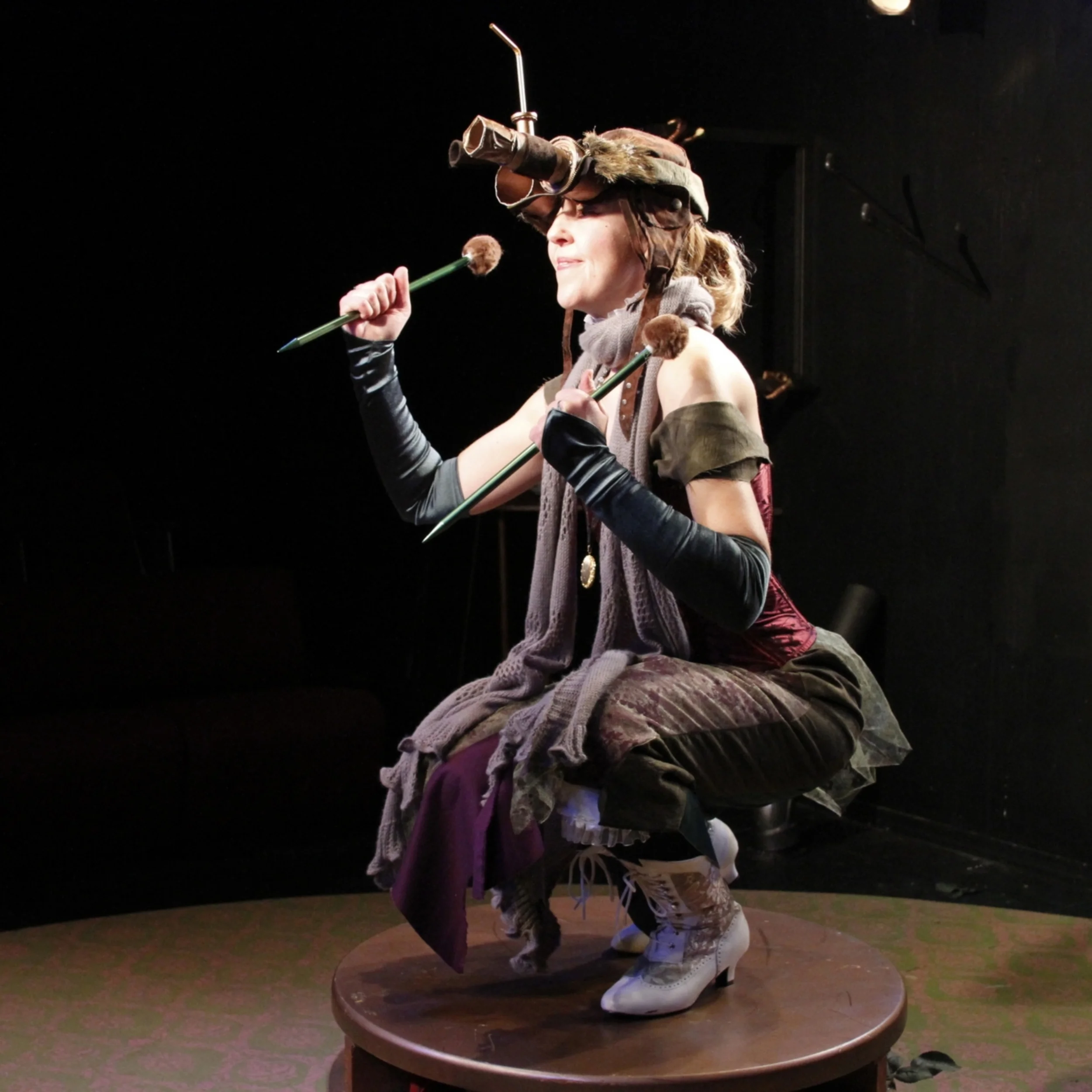 Above: Amy Rhodes in the Venus Theatre production of 731 . Photo by Curtis Jordan. Home page: Sabas Del Toro, Annie Davis, and ensemble members in Western Kentucky University’s production of Aglaonike’s Tiger . Photo by E. Shura Pollatsek.