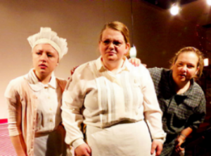 Katie Robertson, Brittany Shumaker and Alli Vaughn in He Killed My Bird, or Now That We're in Heaven , directed by Emily A. Rollie in the Caffe Cino Project. Photo: Cassie Burton/ The Courier.