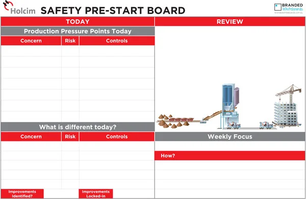 Sample Pre-Start Check board created for Holcim Australia and shipped to sites nationwide