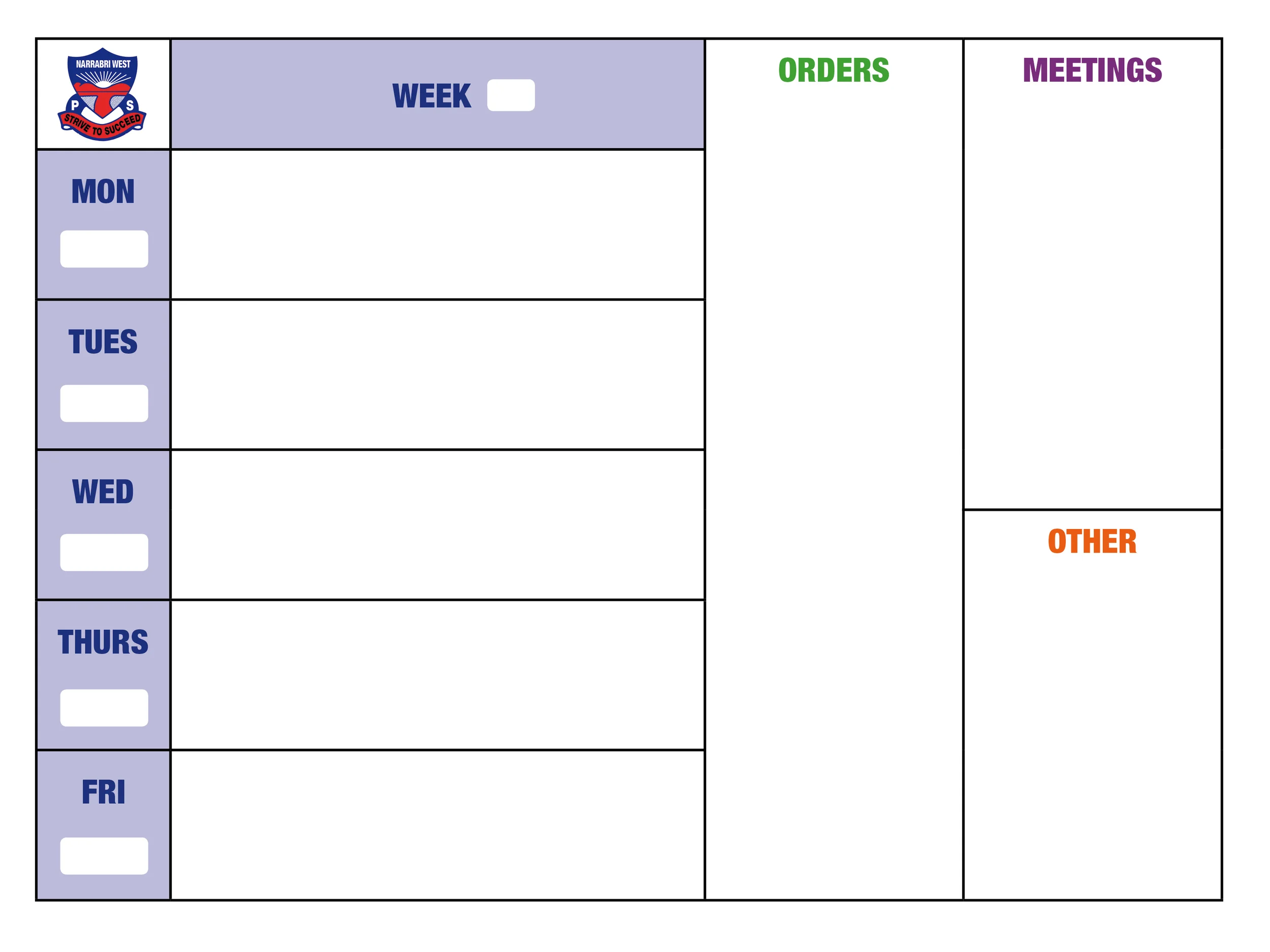 Weekly School Planner whiteboard with logo #whiteboardsyourway