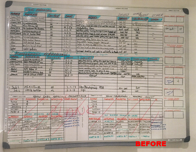 The "Before" Shot - Martin Property contacted Branded Whiteboards for a solution