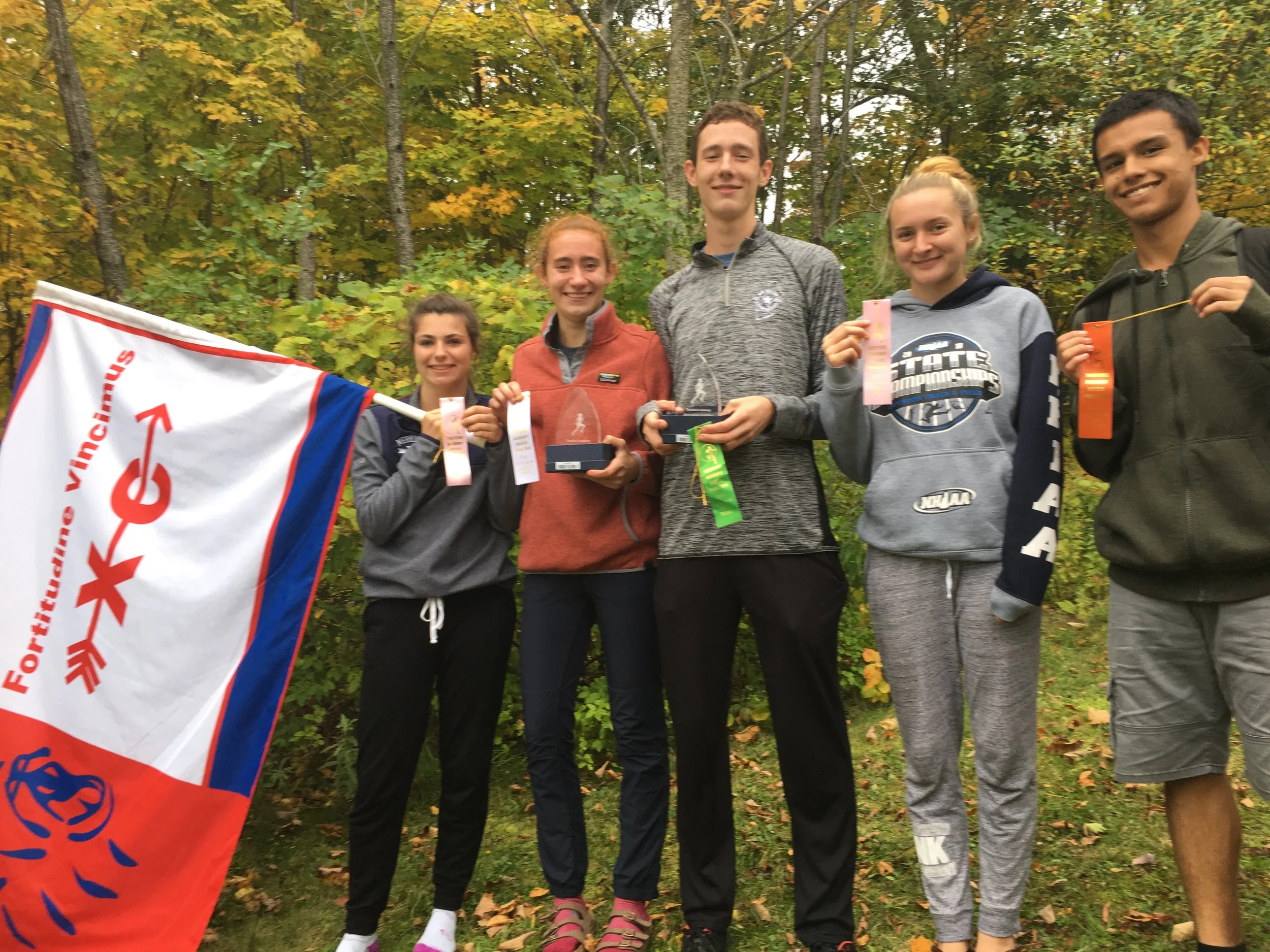 Thetford Ribbon Winners (Tristan 9th Seed 4, Sophia 4th Overall, David 5th Overall, Maddy 9th Seed 3, Isaac 13th Seed 5)
