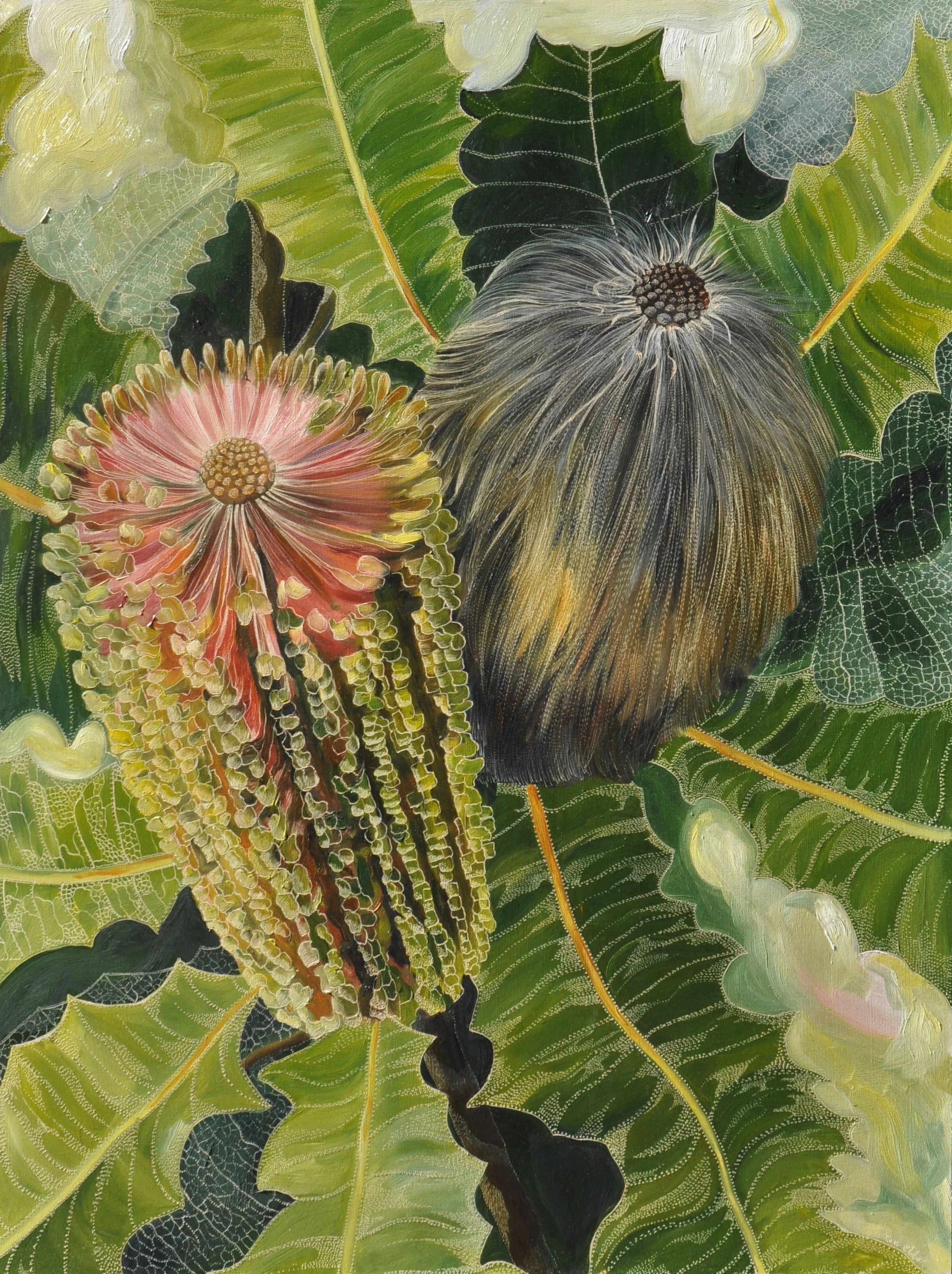 Homage to Banksia Robur Medium: Oil on board carved  Dimensions: 1209 x 90 cm