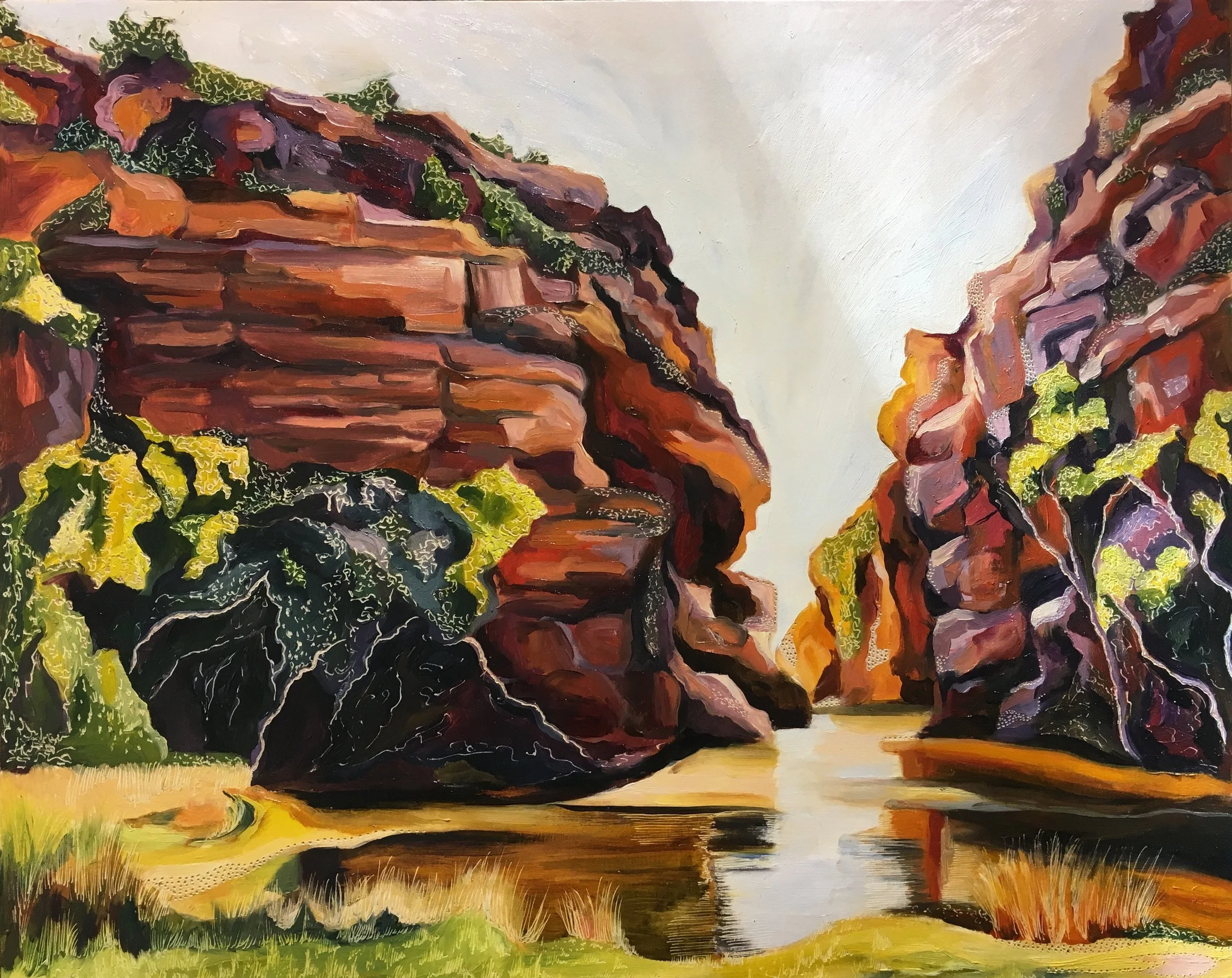 Title: Ellery Creek Big Hole Medium: oil on board carved Dimensions: 45 x 60 cm