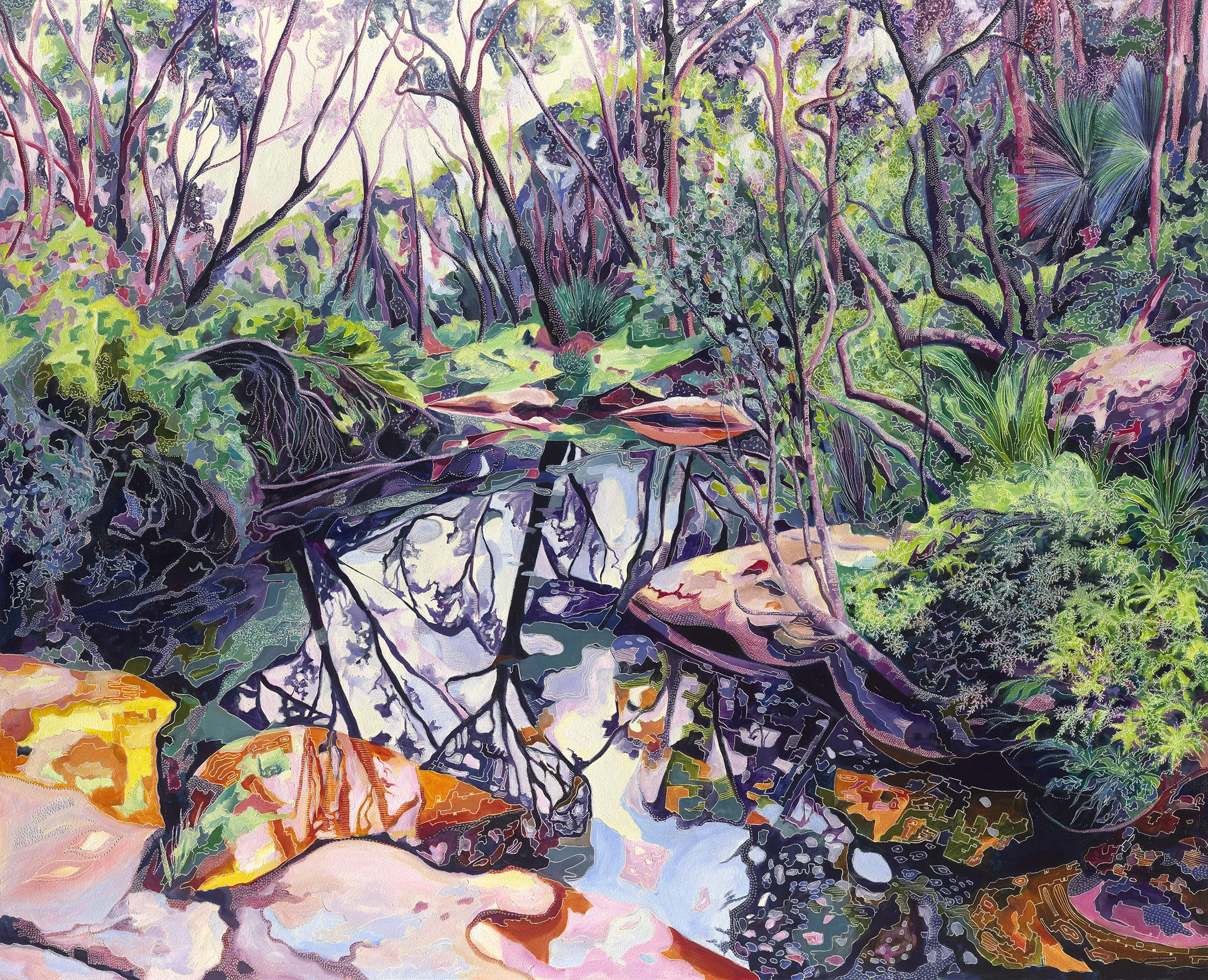 Title: Pink Sky At Dawn - El Nino Medium: Oil on Board Carved Dimensions: 120 x 150 cm SOLD