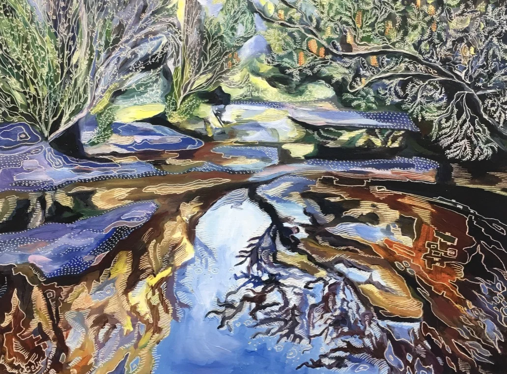 Title: Before El Nino – America Bay Medium: oil on board carved Dimensions: 31 x 41 cm SOLD