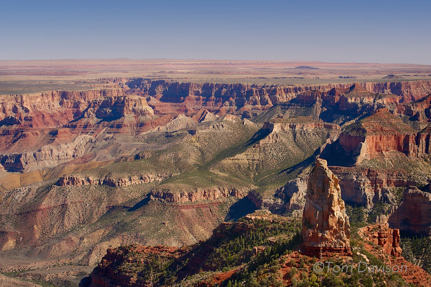 This image really shows the height difference between the North and South Rim.