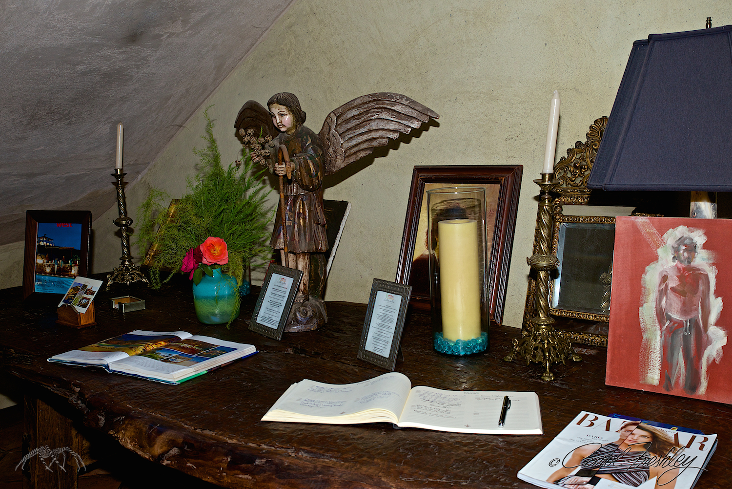 The artwork on the right is a self portrait of the owner of the Villa del Valle. He is quite the Rennaisance man. Artist, winemaker, author, traveler . . . This image graces one of his winery's bottles.