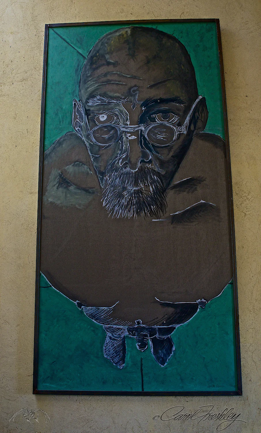 This was a very tough shot. It is a very large painting (self-portrait?) across from the stairway going upstairs. I simply could not get the full perspective in the space that I had. Maybe next time. But, you can get the idea.