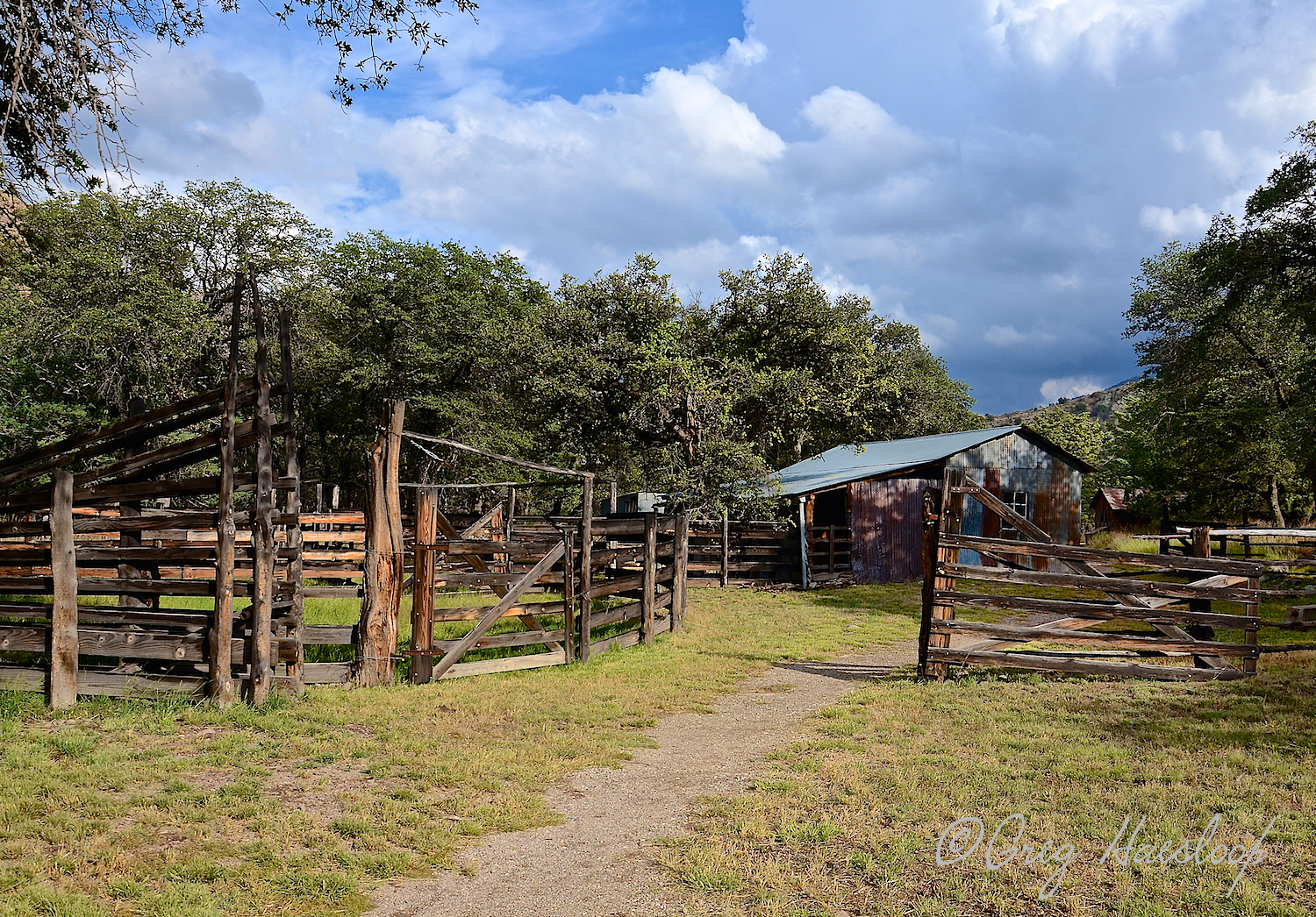 Down the path to the tack house.