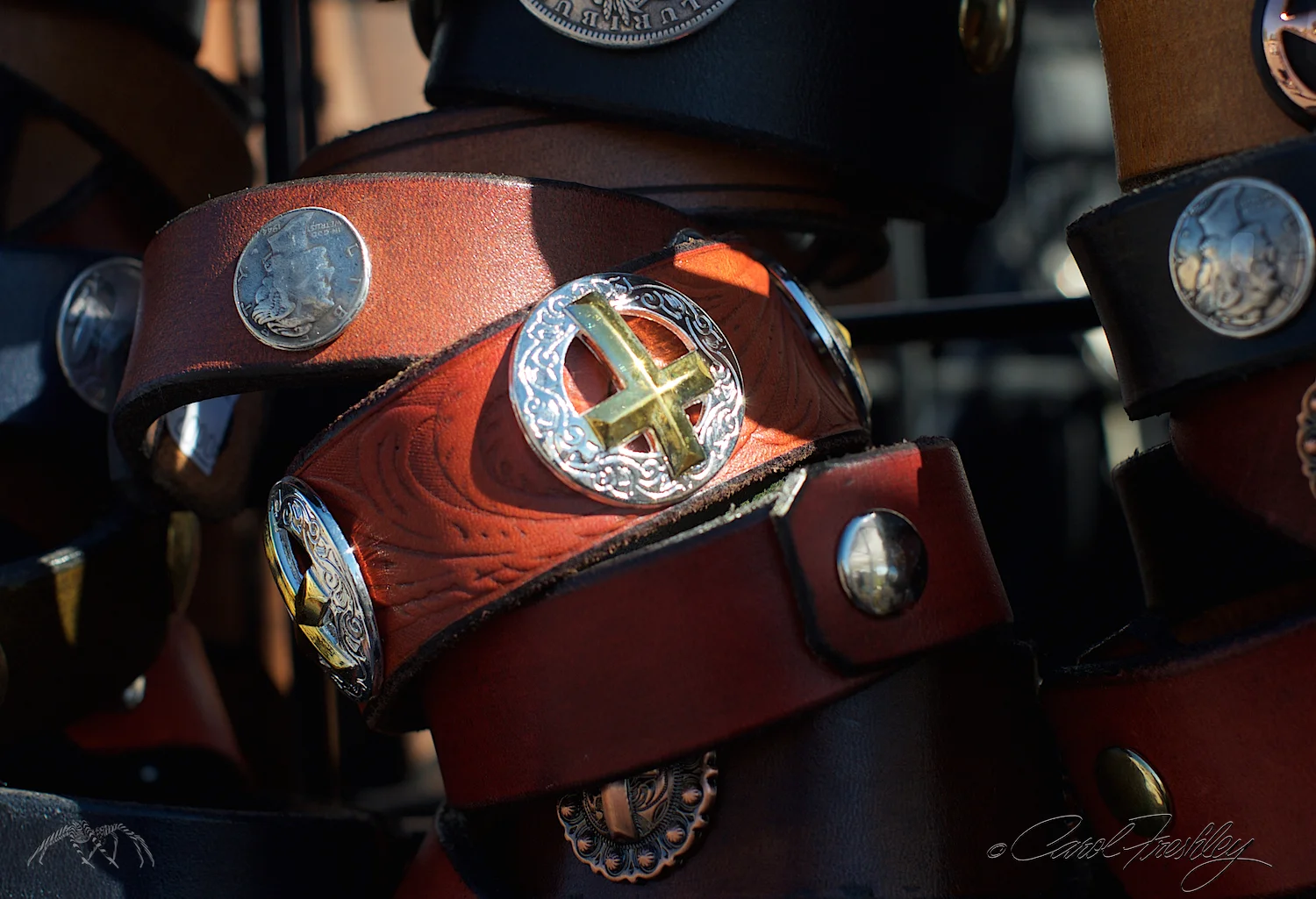 Leather bracelets appear to be in this year. Number of vendors . . . belts not so much.