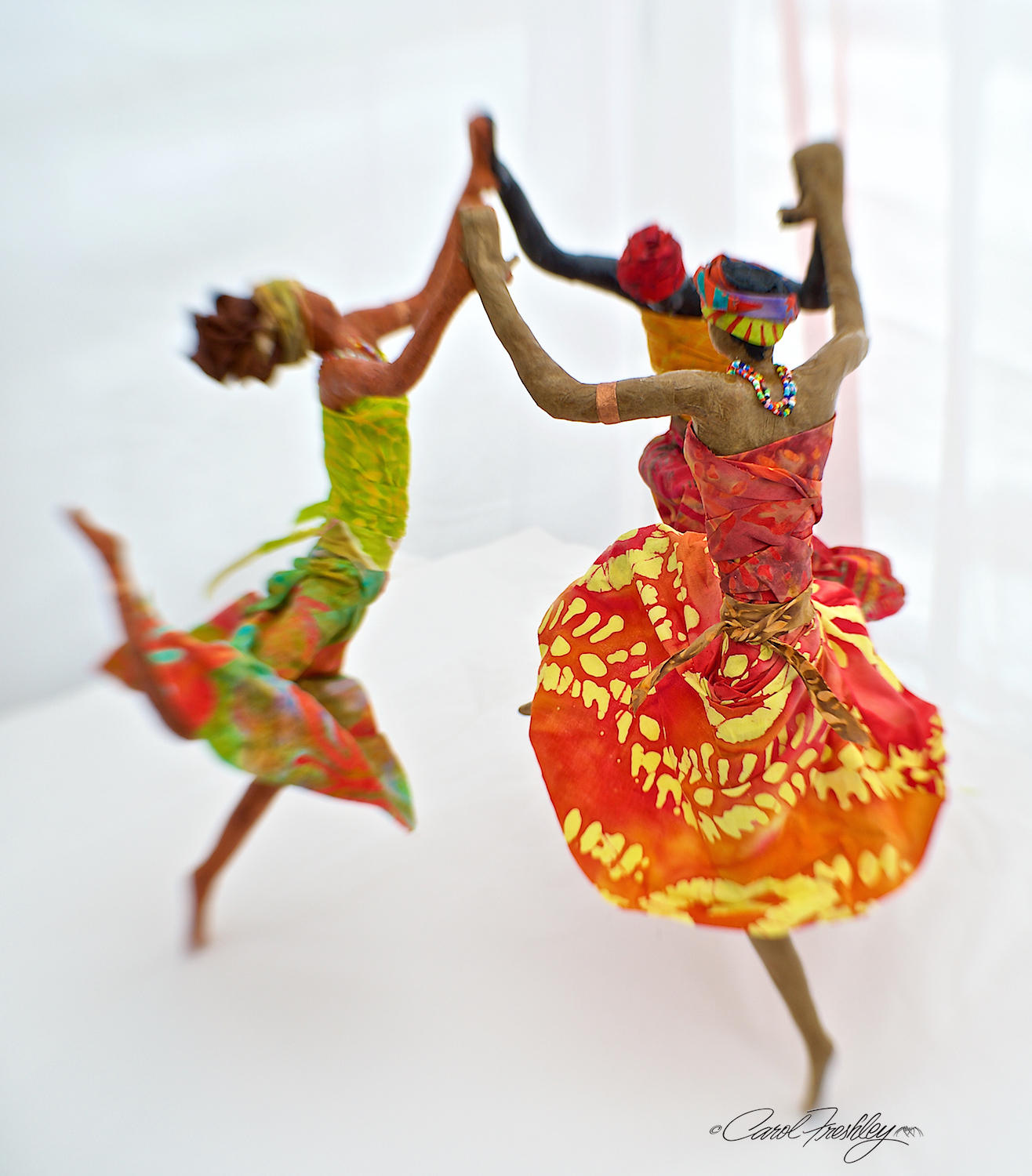 An 'oh dear' moment. The artist's first name is Serena. These are paper mache sculptures. Just gorgeous and powerful. Serena welcomed my taking pictures. She has no worry that her art can be copied. She said it took her 32 years to master this art. I used my Lensbaby for most of them. I will send her all of the photos I took, many more than shown here, if I can find her email address!! 