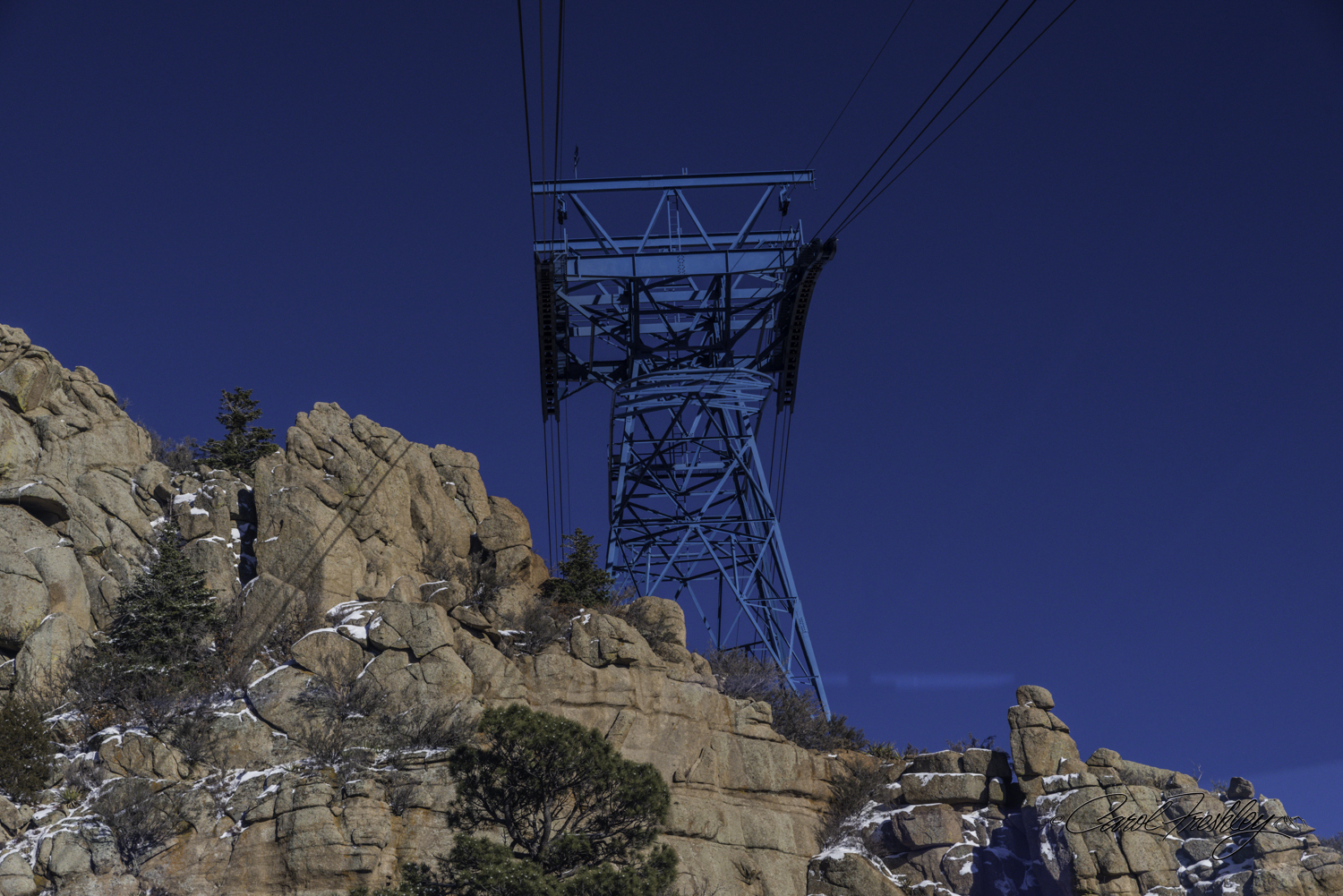 This is the second tower. When built, all the material was delivered via a helicopter as there is no easy path to this jagged perch. Over 2,000 trips were required.