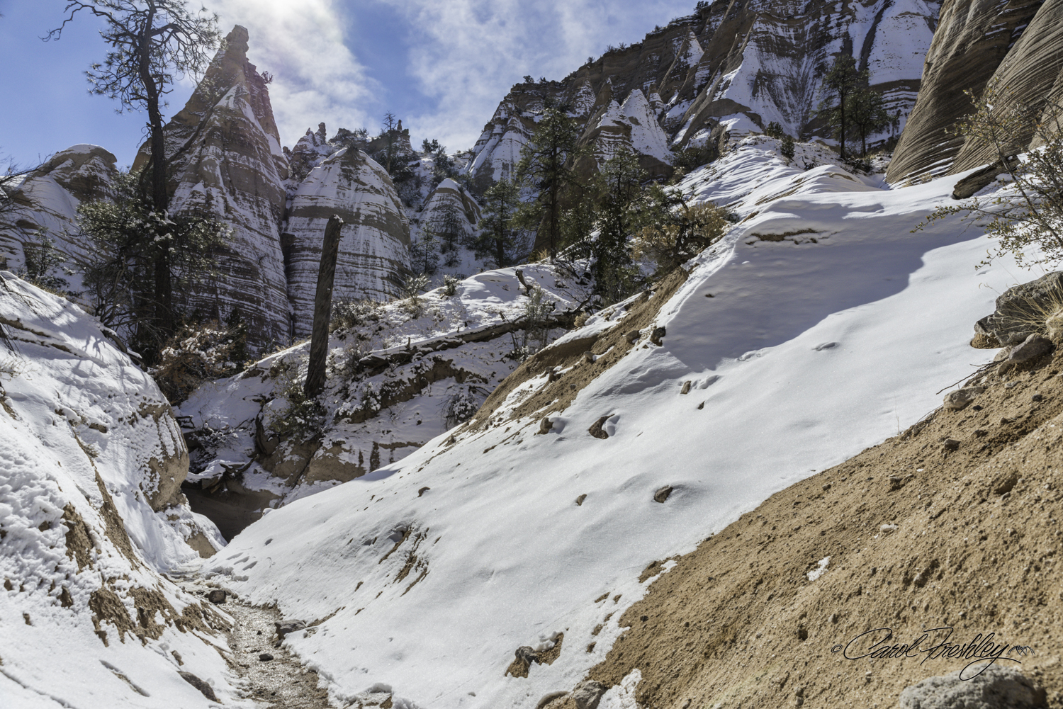The path is on the lower left. Muddy, slippery. The hard part is to keep your eye on the path.