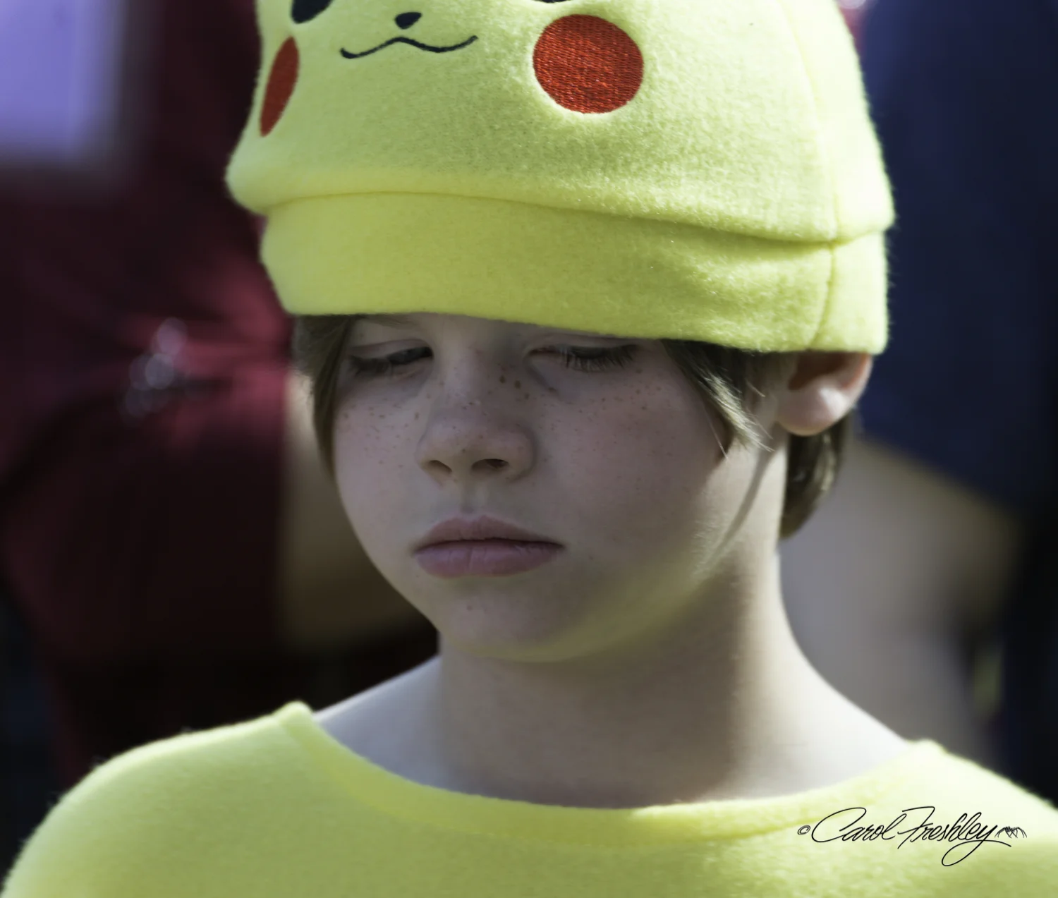 Well, not everyone was happy. This young lad was hungry and the lines were LONG!