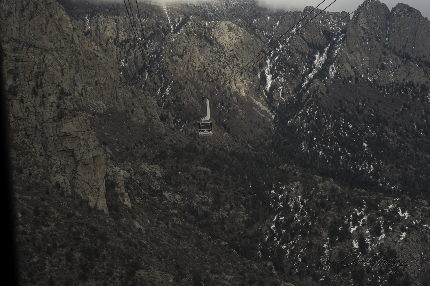 The approaching tram gives you an idea of scale. Made me feel pretty small. There is a point when the car operator says the drop to the bottom of a canyon takes 8 seconds. That gives you a lot of time to scream!!