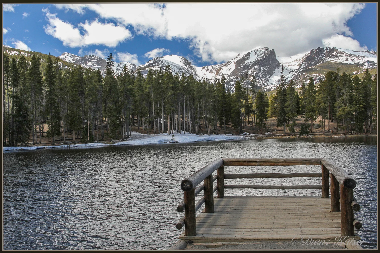 We hiked the perimeter of Sprague Lake (1/2 mile cold and windy). Diane got the two best iconic shots.