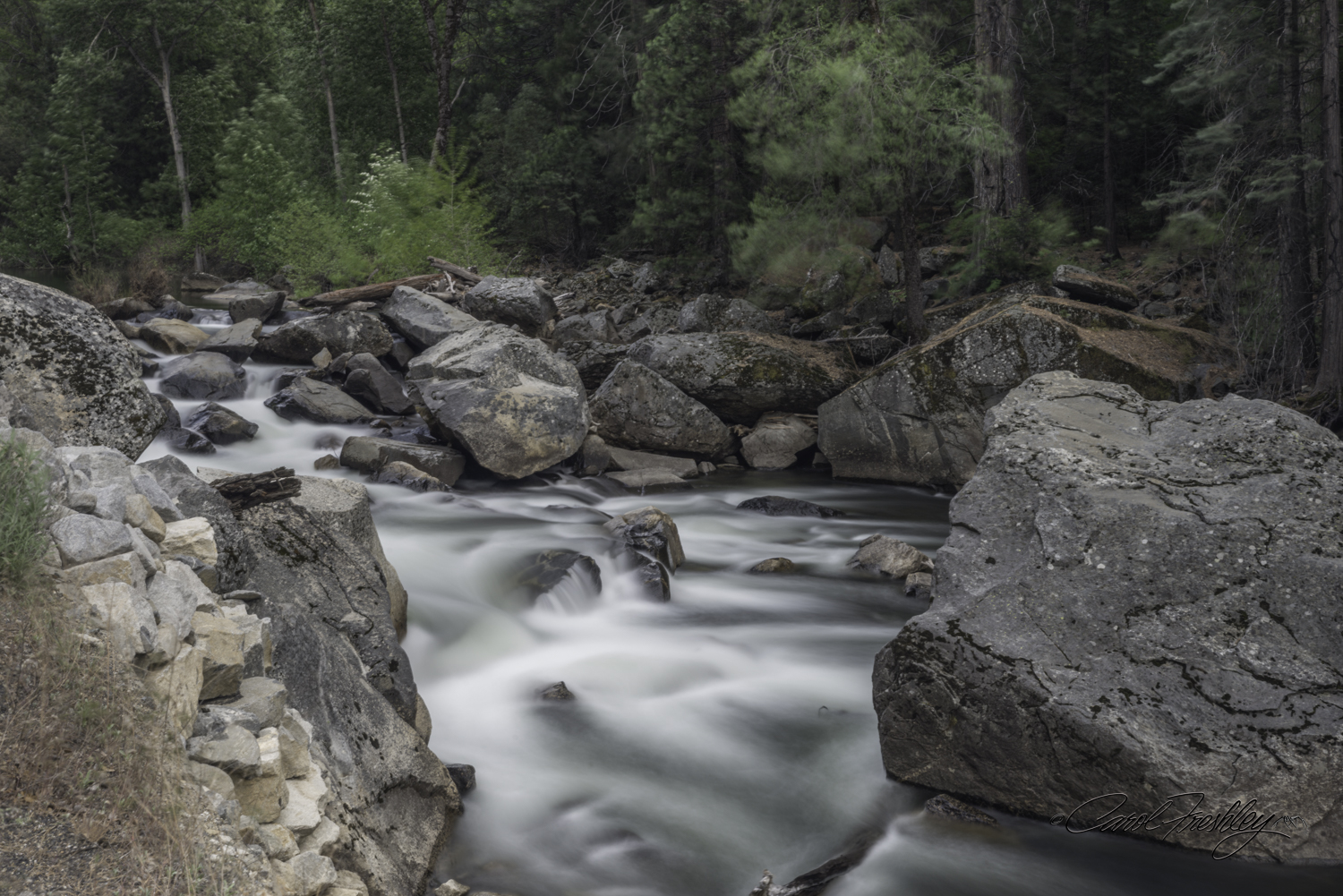 This image was possible because I was brave (foolish) enough to walk a precarious narrow path along the upper road with tripod and bag! To get this I used a Big Stopper filter that steps down my exposure by 9 f stops. Shutter speed was set at 15 seconds.