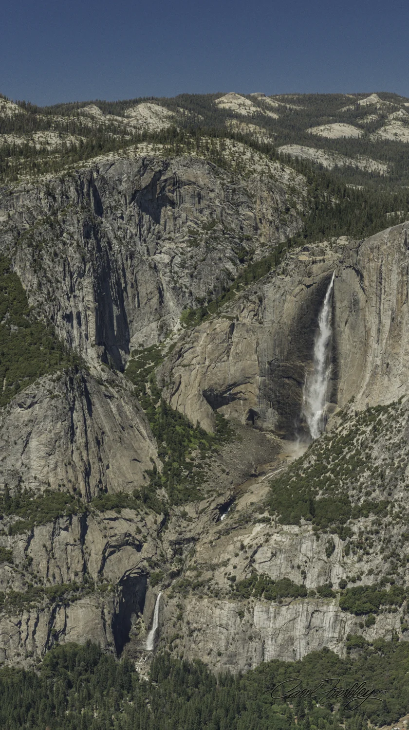 Taken from Glacier Point. Shows Upper and Lower Yosemite Falls.