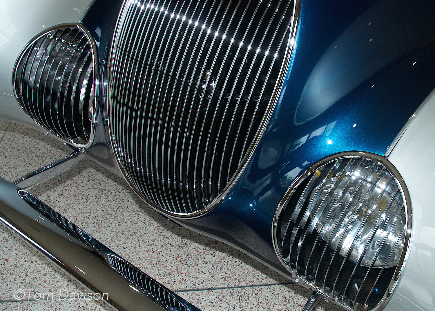 Grill and headlights of a Talbot Lago (French car).