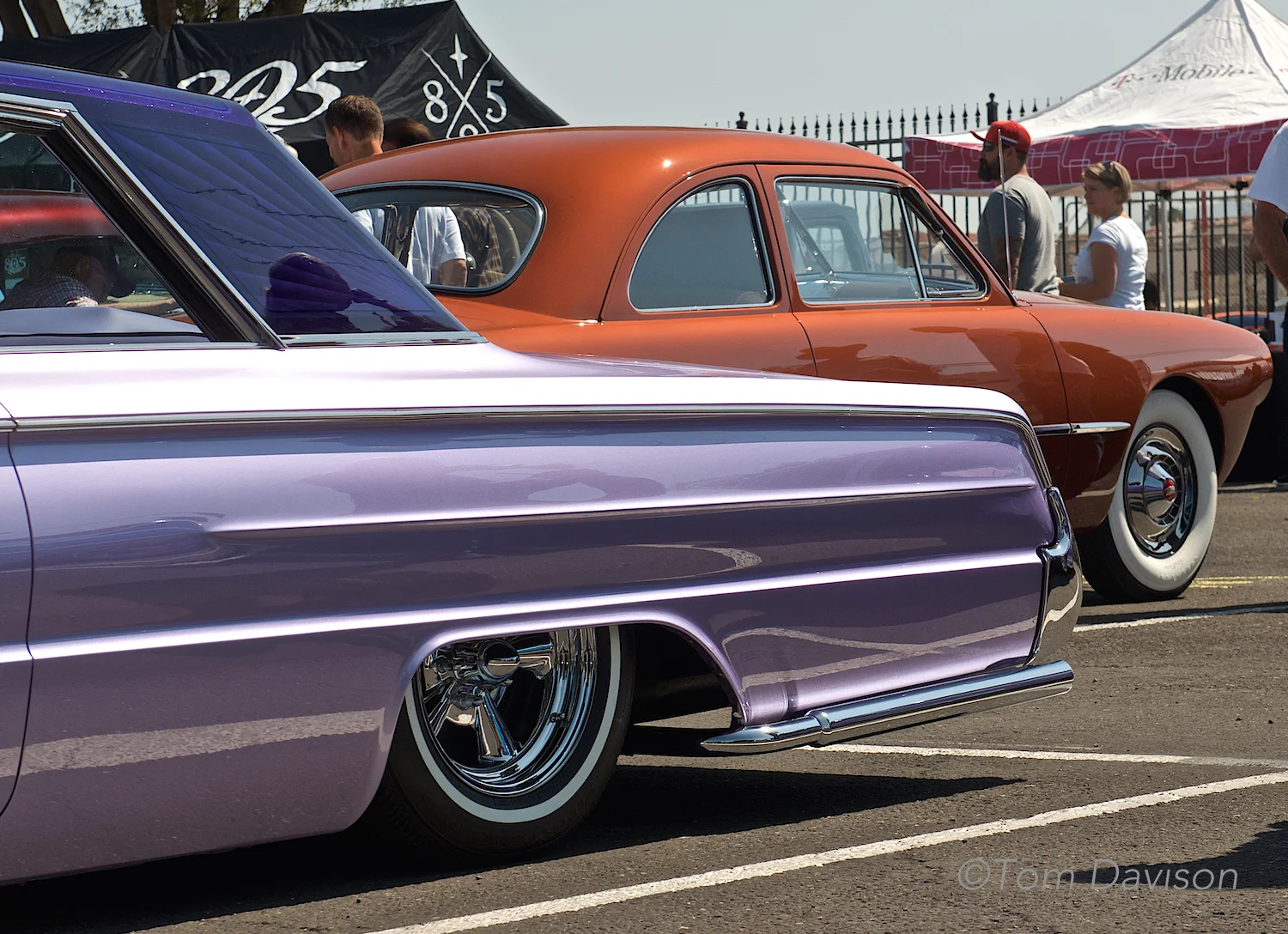 A 1964 Buick built in the 1960s style while the car in the background is a 1949 Ford, another iconic custom car from the 1950s recently found and restored.