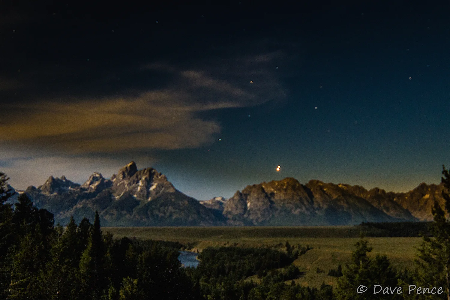 Sunset. Full moon. Planets.