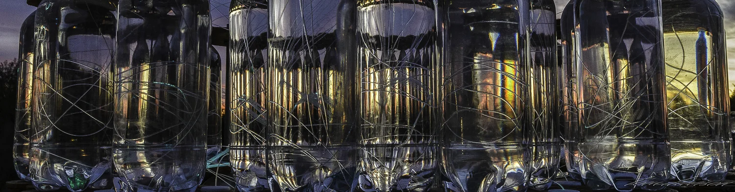 Tom told me that the light structures are actually made of water bottles! Here is one close up.