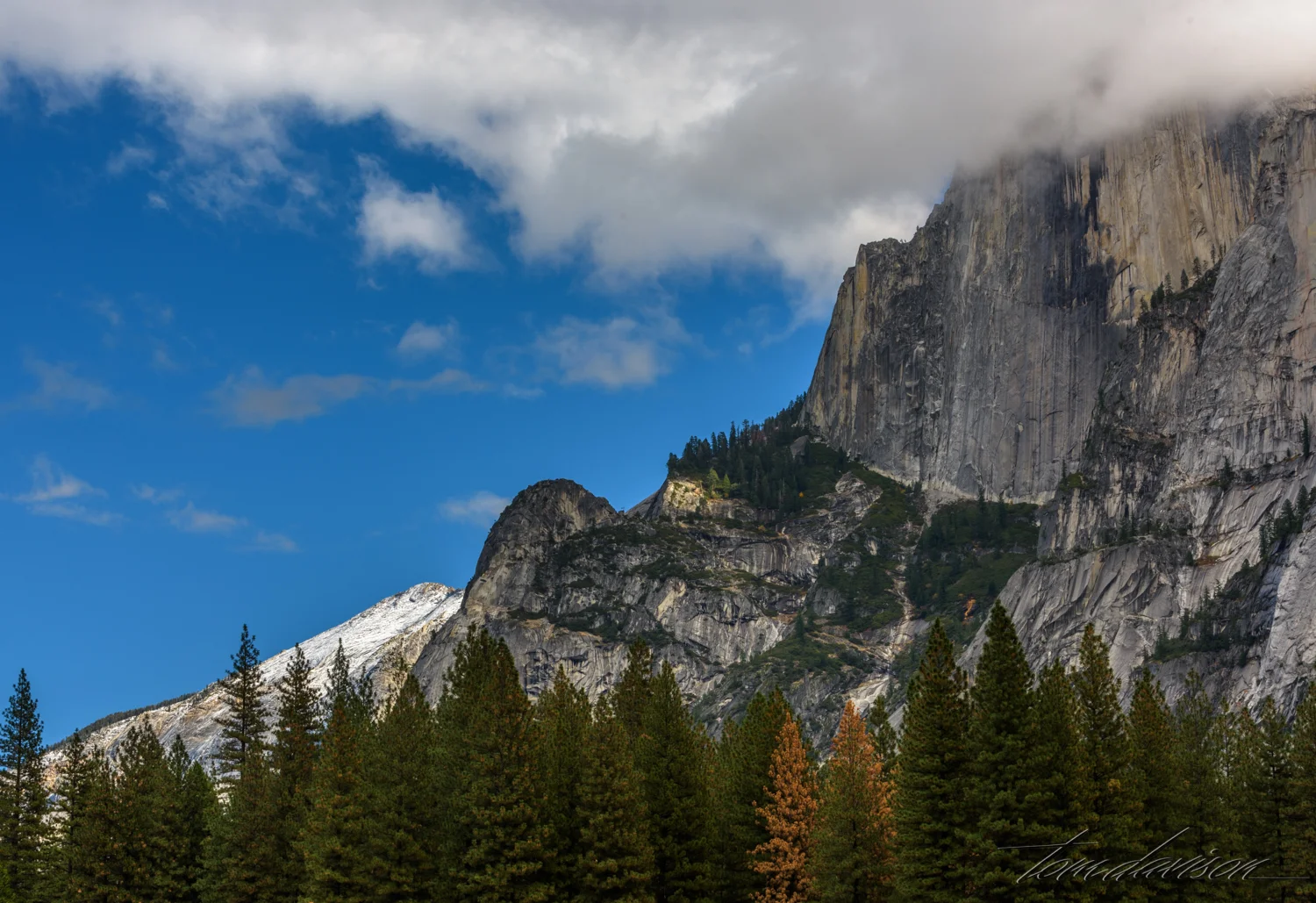 Upper part of Half Dome. As the day progressed the clouds moved in.
