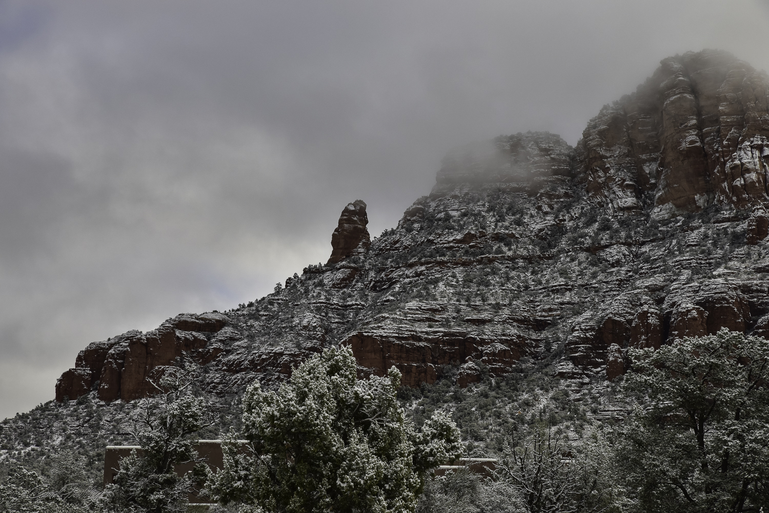 Finally, we decided it was time to drive into Sedona. Of course, we had to stop along the way or take photographs from a moving car. To me this looks like another praying monk.
