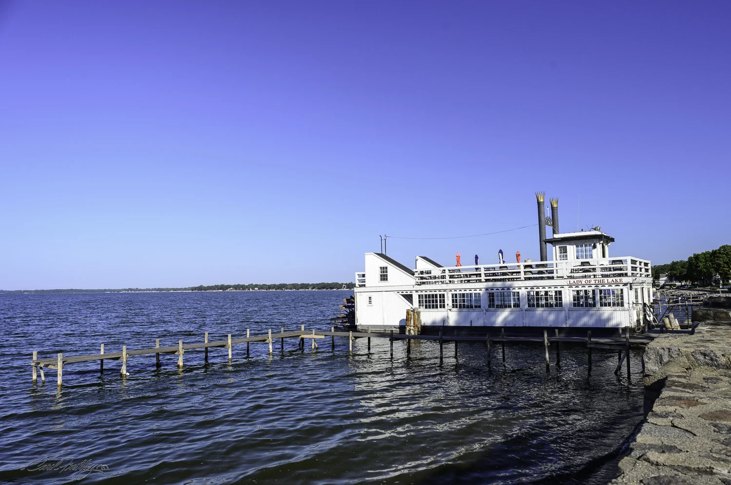 Clear Lake was not a small lake! It was beautiful and an obvious destination for vacationers. There were homes all the way around the lake and they each seemed to have a boat parked out back. This paddle boat gave lake tours, had a nice bar and could be rented out for parties.