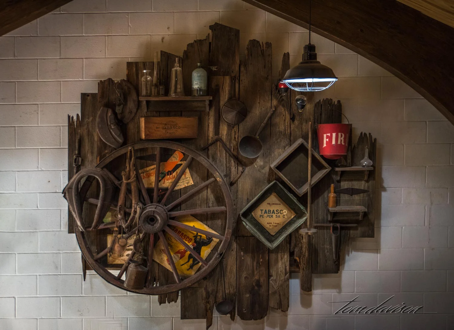 This was a large sculpture hanging on a wall near the entrance to the production line.